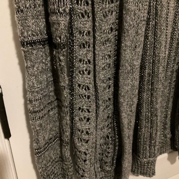 Gray Open-Front Knit Cardigan - Picture 2 of 7